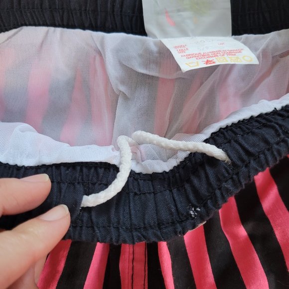 Static Retro Stripe Boys Swim Trunks 90s Pink Black Summer Swimwear Drawstring - Picture 7 of 12